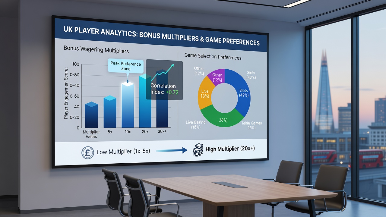 Data charts showing game selection shifts linked to wagering multipliers on UK platforms