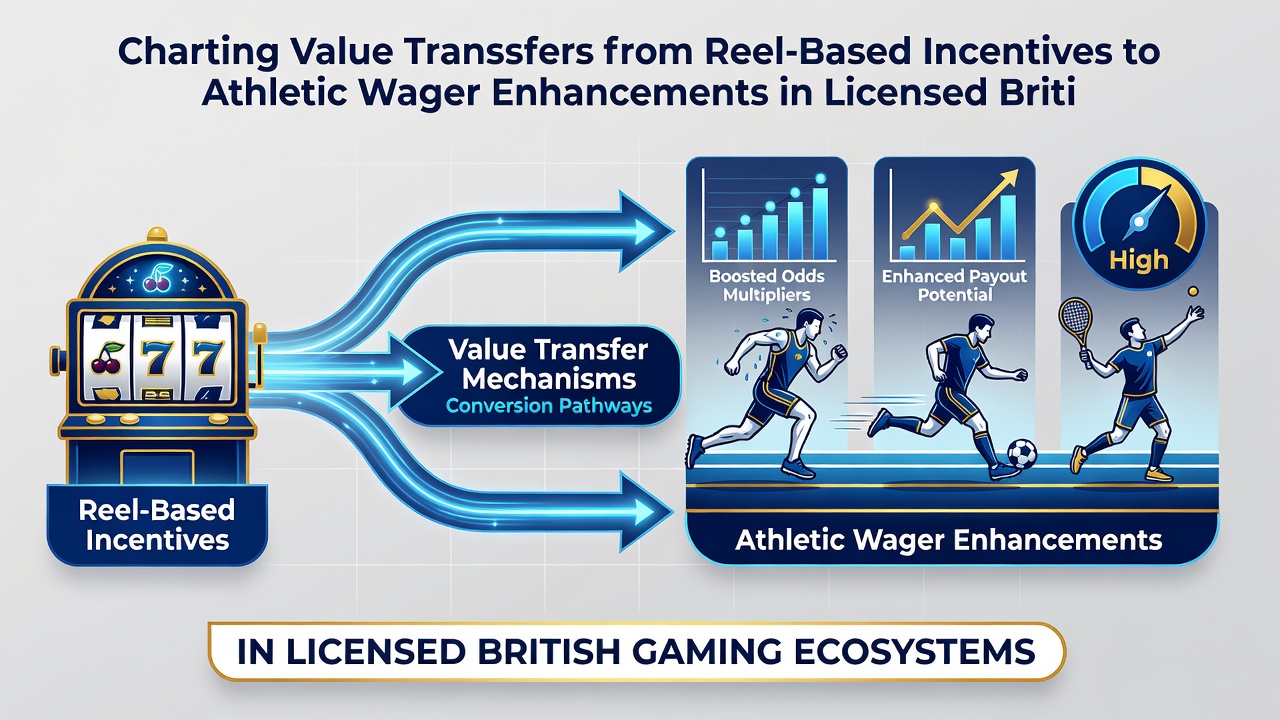 Diagram of value transfer pathways between casino reels and sports betting features in UK licensed environments