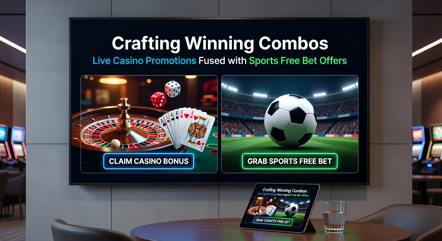 Screenshot of a mobile app displaying a combined promotion: live blackjack session with overlaid free bet token for an evening soccer match, featuring wager trackers
