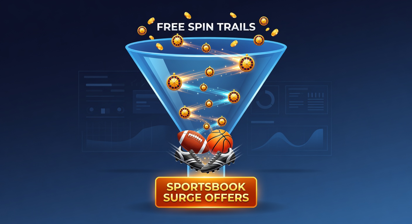 Line graph depicting player retention curves, with free spin trail starters funneling sharply upward into sportsbook engagement spikes over a 30-day period