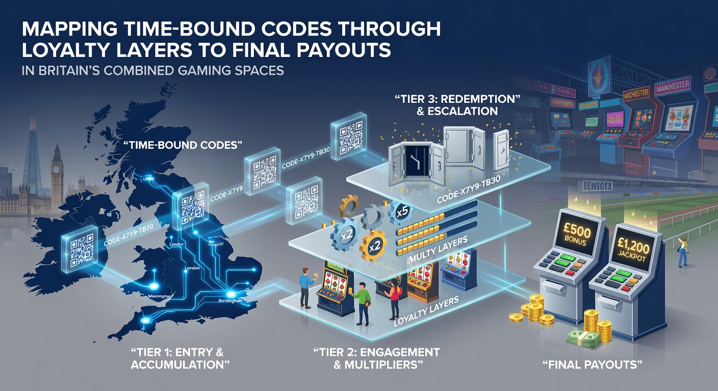 Diagram showing loyalty tier progression and how time-bound codes convert into withdrawable funds across casino and sports sections