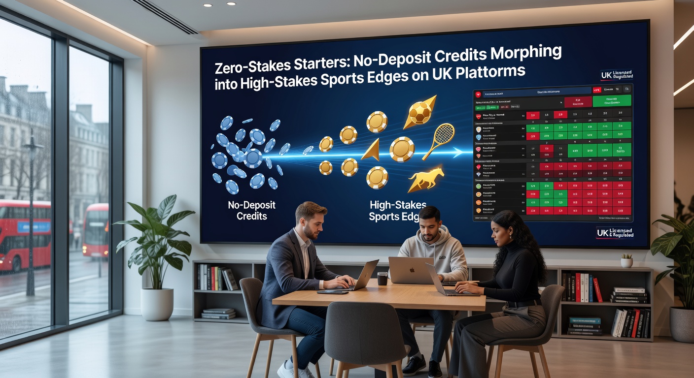 Screenshot of a UK betting app displaying no-deposit credit conversion to sports odds boost, with Premier League match highlighted